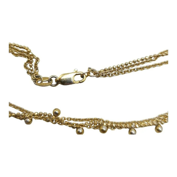 925 Sterling Silver Multi Strand Ball Beaded Chain Ankle Bracelet Lobster Close - Picture 4 of 5